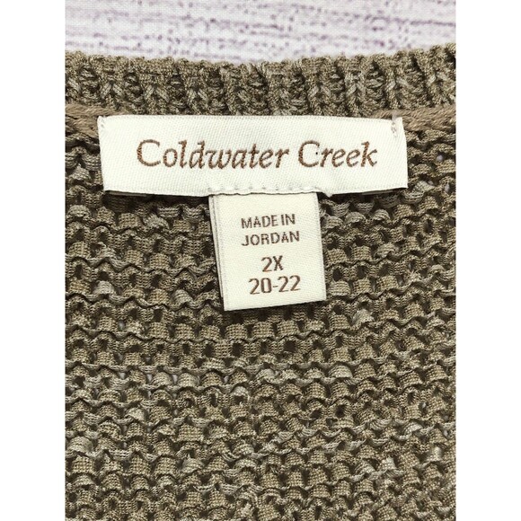 Coldwater Creek Taupe  Knit Tank Top Crocheted Edges Stretch Sz 2X 20-22 EUC - Picture 5 of 8